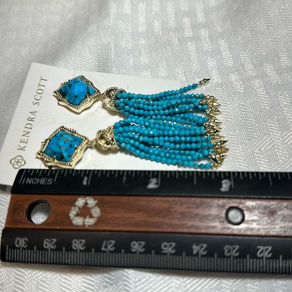 KENDRA SCOTT EARRINGS MISHA VEINED TURQUOISE NEW! - Picture 4 of 7